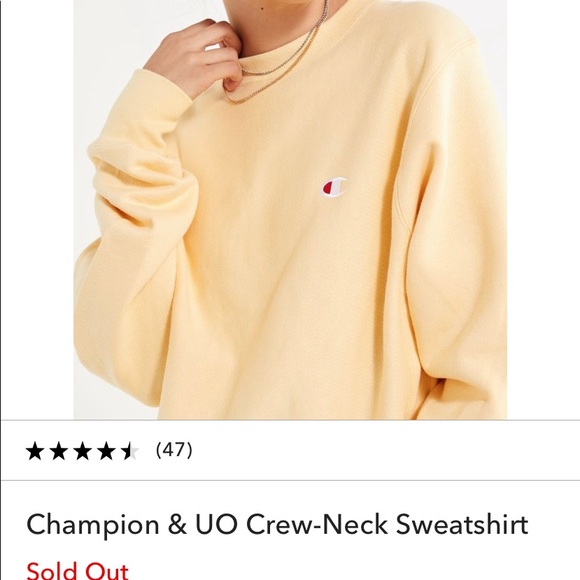 light yellow champion crew neck sweatshirt